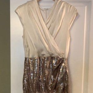 Alexia Admor Cream and Gold Sequin Dress